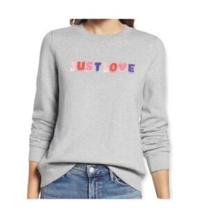 Halogen Nordstrom Just Love Crewneck Sweatshirt Small Gray Heathered NWT